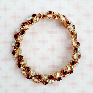Vintage Trifari Bracelet Amber Gold Aura Borealis